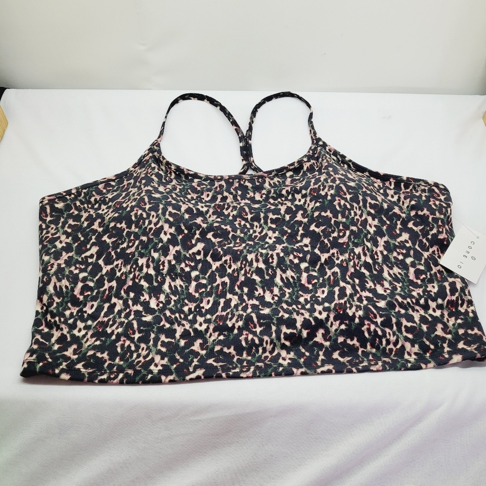 New Cheetah Print Tank Top Athletic Built In Bra Core10 Size X-Large